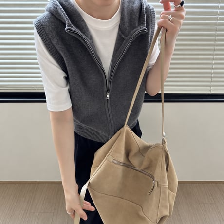 hooded zip knit vest /3color　NK2493