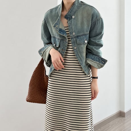 stand collar denim jacket　NK2496