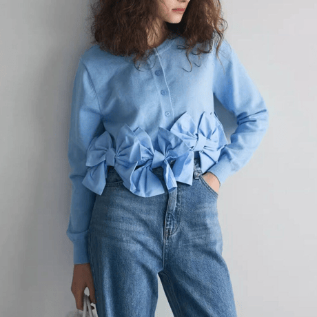 hem ribbon knit cardigan /3color　NK2723