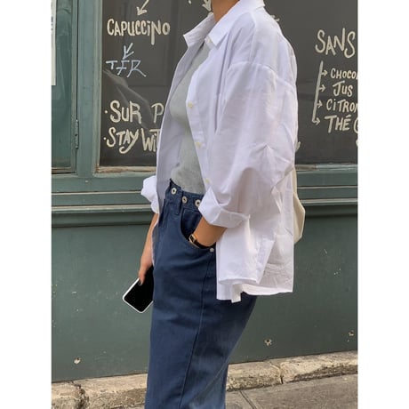 relaxed cotton long shirt /2color　NK2518