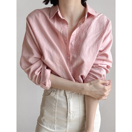 natural linen blend long shirt /2color　NK2515
