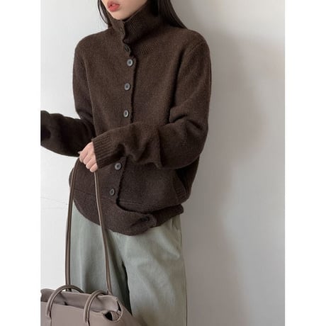 high neck knit cardigan /2color　NK2607