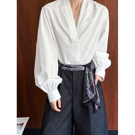 baloon sleeve v-neck blouse　NK2624