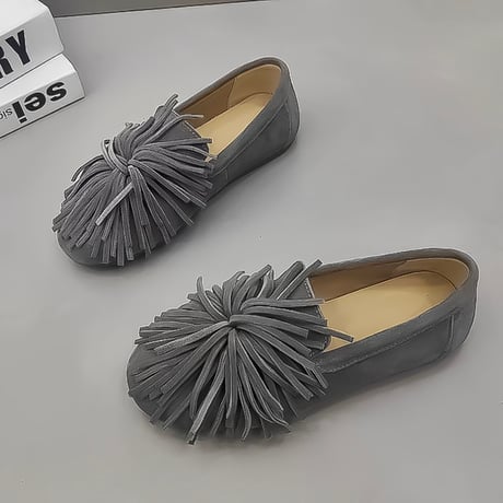 fringe tassel suede loafers /4color　NK2234