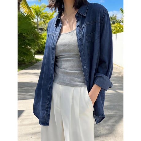 relaxed denim long shirt /2color　NK2514