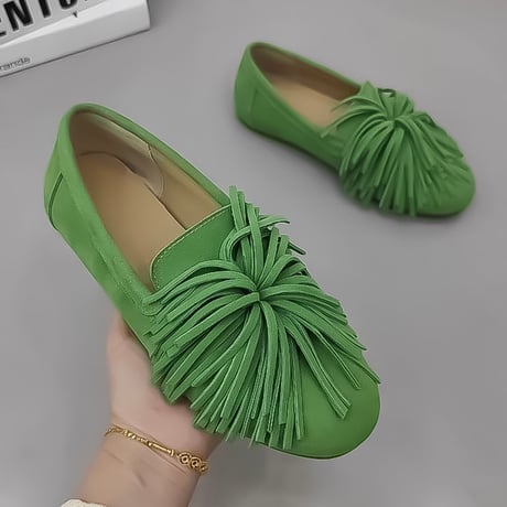 fringe tassel suede loafers /4color　NK2234