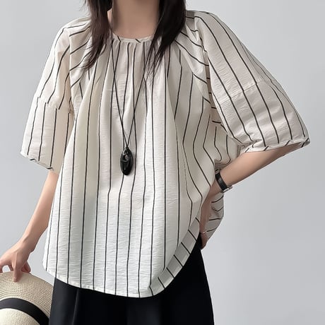 back button stripe blouse　NK2401