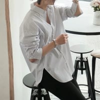 stripe side slit long shirt　NK2676