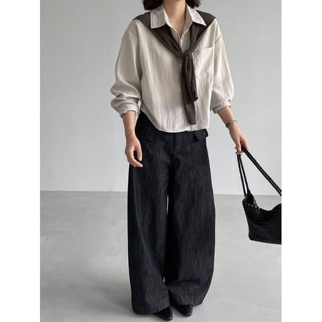 knit shawl loose shirt set /2color　NK2656