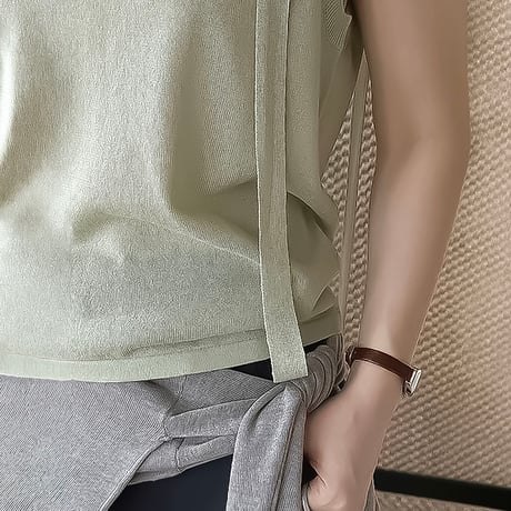 scarf neck knit tank top /4color　NK2388