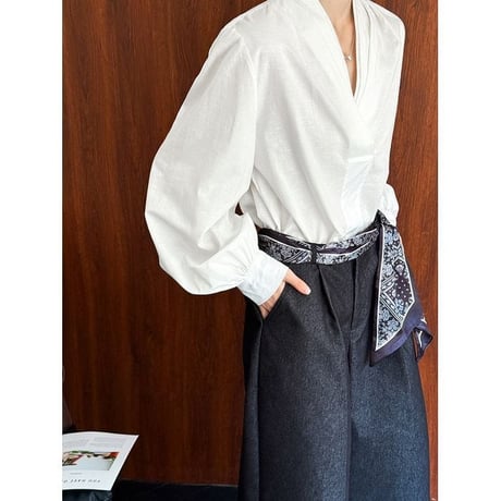 baloon sleeve v-neck blouse　NK2624