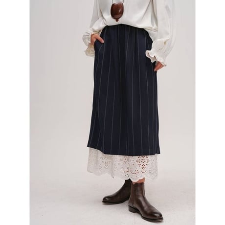lace hem stripe skirt　NK2642
