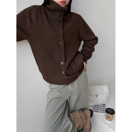 high neck knit cardigan /2color　NK2607