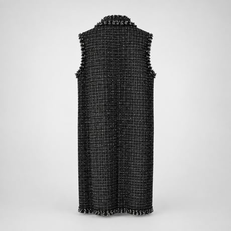 tweed long fringe gilet　NK2509