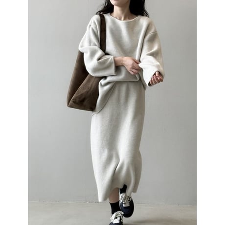 back button knit skirt set up /2color　NK2686