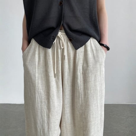 relaxed linen wide pants /5color　NK2379