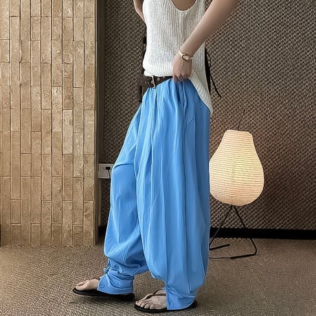 button hem easy balloon pants /2color　NK2389
