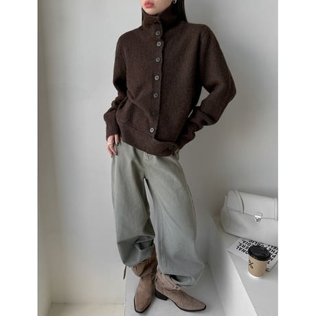 high neck knit cardigan /2color　NK2607