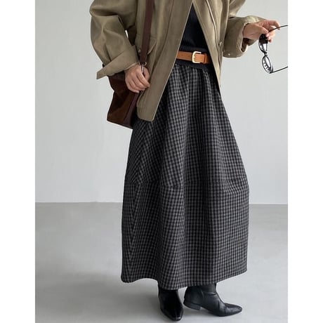 check print long skirt　NK2648