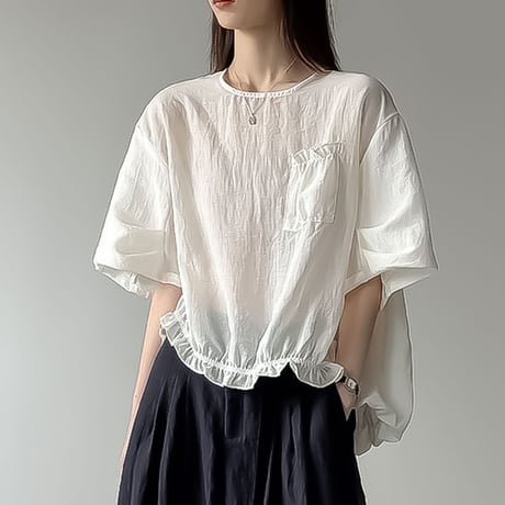 frill hem relaxed blouse /3color　NK2406