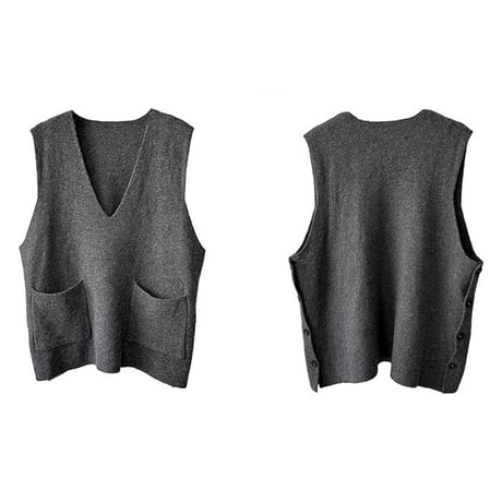 deep vneck knit vest /2color　NK2448