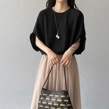 gathered sleeve dolman blouse /2color　NK2390