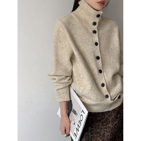 high neck knit cardigan /2color　NK2607