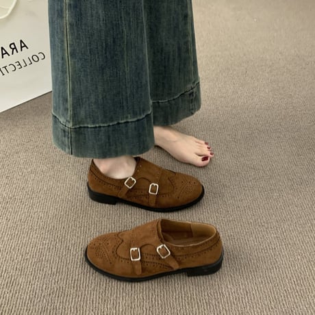 wingtip double strap shoes /2color　NK2704