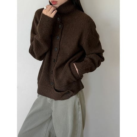 high neck knit cardigan /2color　NK2607