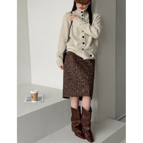 high neck knit cardigan /2color　NK2607