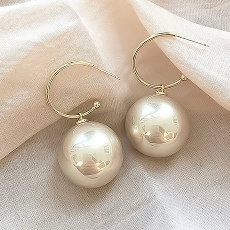 big pearl hoop earrings　NK2238