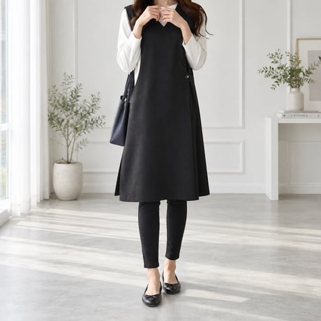side slit long gilet /2color　NK2507
