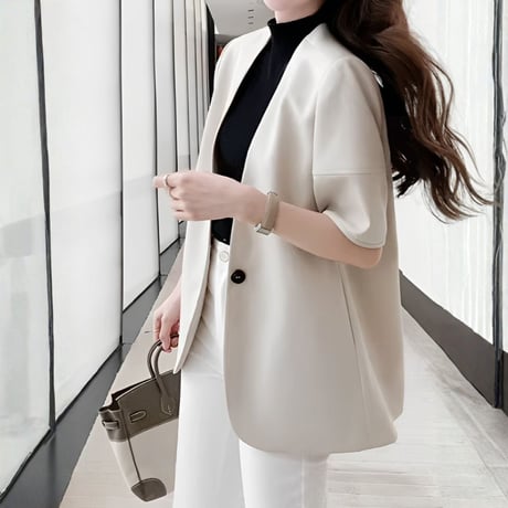 short sleeve collarless jacket　NK2463