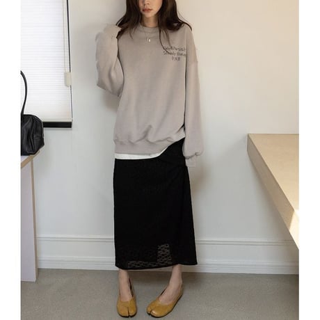 back slit textured skirt /2color　NK2590