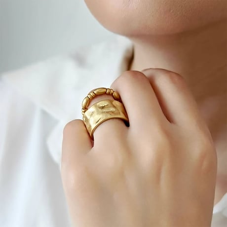 textured wide open ring /2color　NK2320