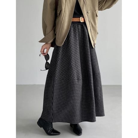 check print long skirt　NK2648