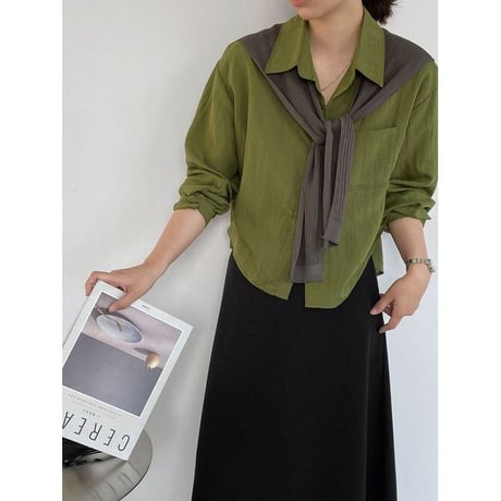 knit shawl loose shirt set /2color　NK2656