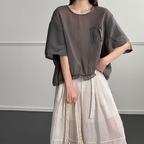 frill hem relaxed blouse /3color　NK2406