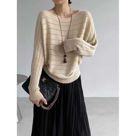 sheer knit dolman sleeve knit　NK2633