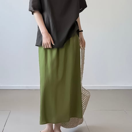 relaxed straight maxi skirt /4color　NK2398
