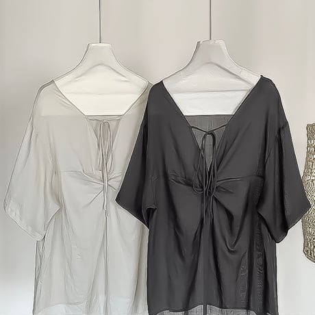 back ribbon relaxed blouse /3color　NK2397
