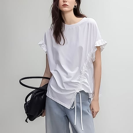ruffle sleeve drawstring tee /3color　NK2243