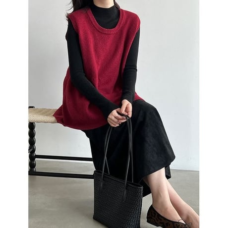 back ribbon knit vest　NK2594