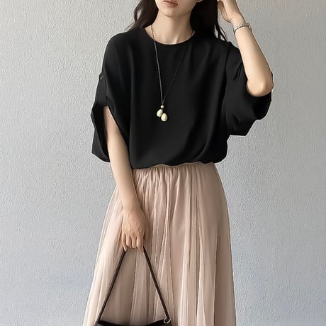 gathered sleeve dolman blouse /2color　NK2390