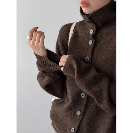 high neck knit cardigan /2color　NK2607