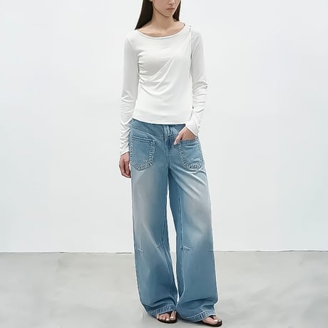 asymmetric layered long sleeve tee /2color　NK2339