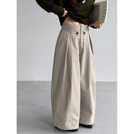waist button tab wide pants　NK2614