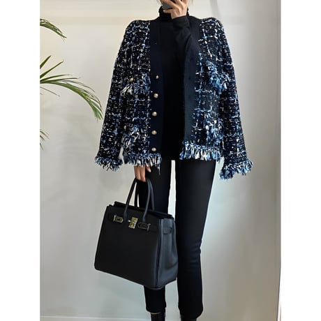 tweed knit cardigan /2color　NK2513