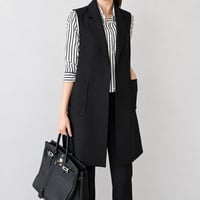 back slit tailored long vest　NK2510