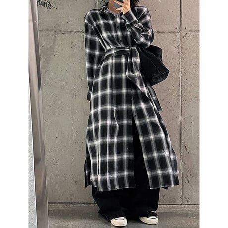 plaid shirt one piece　NK2672